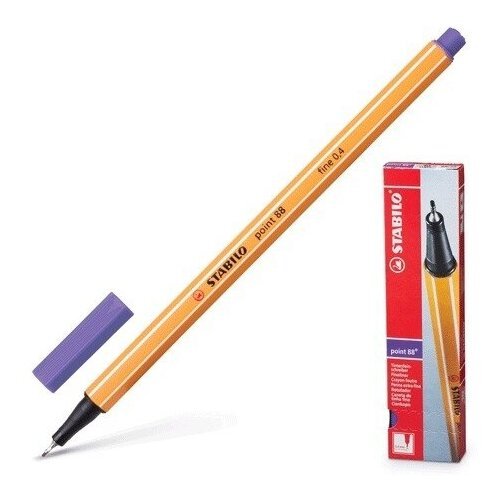 Ручка капиллярная Stabilo Point, корпус оранжевый, толщина письма 0,4 мм, фиолетовая (88/55)