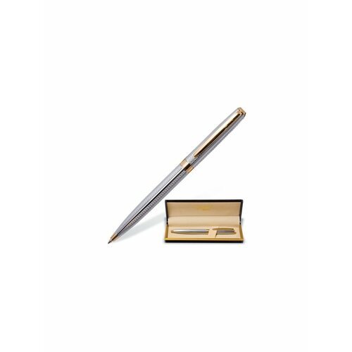 Ручка шариковая подарочная Galant 'Marburg', серебристый, золотистые детали, 0,7 мм, синяя (141015)