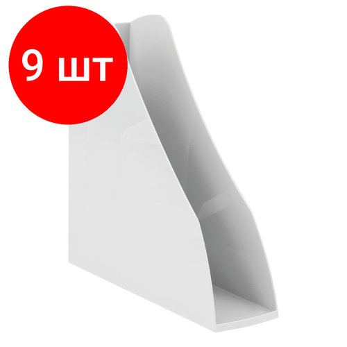 Комплект 9 шт, Лоток для бумаг вертикальный СТАММ 'Вектор', белый, ширина 80мм