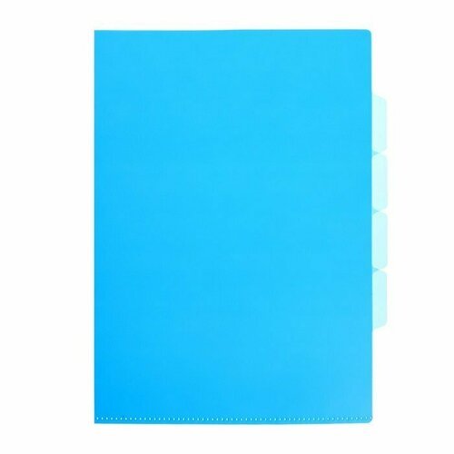 Папка-уголок, А4, 150 мкм, Calligrata, 3 отделения, прозрачная, синяя (комплект из 30 шт)