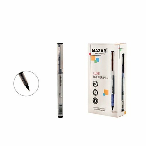 Ручка-роллер Mazari LUXE, черная, 0.5 мм, картонная упаковка (комплект из 36 шт)