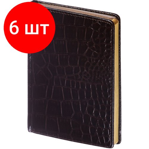 Комплект 6 штук, Ежедневник недатированный А6+ Caiman (коричневый)3-498 Д