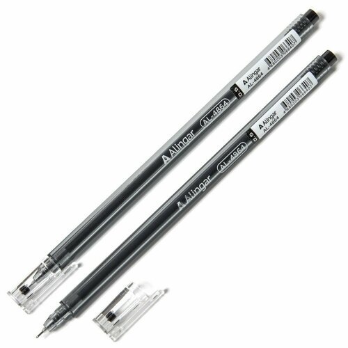 Ручки гелевые 0,5 мм, черная, 12 штук.