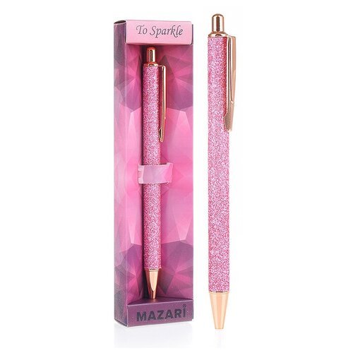 Ручка шариковая автоматическая TO SPARKLE-4, синяя, пулевидный пиш.узел 1.0 мм, корпус металлический M-7626-70-pink*