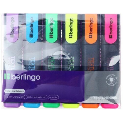 Набор маркеров-текстовыделителей 6 цветов, Berlingo, 5.0 мм, европодвес