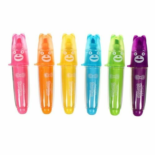 Набор маркеров текстовыделителей 'Мишки' 6 цветов, мини, в пластиковом пенале