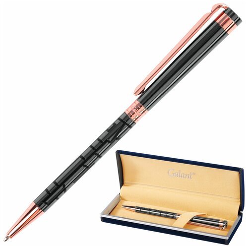 Ручка подарочная шариковая GALANT 'Vitznau', корпус серый, золотистые детали, пишущий узел 0,7 мм, синяя, 141664
