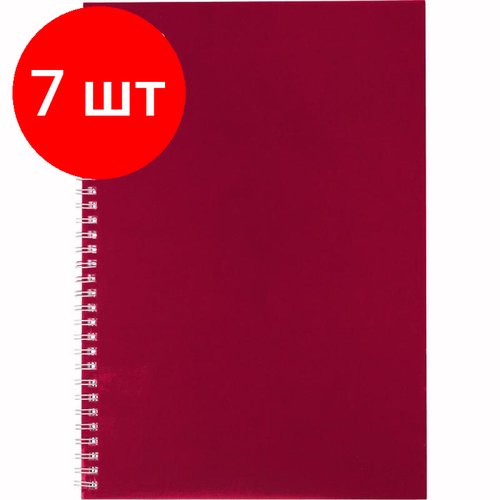 Комплект 7 штук, Бизнес-тетрадь А4 80л ATTACHE, спираль, бордо, блок 60г, обложка 215г