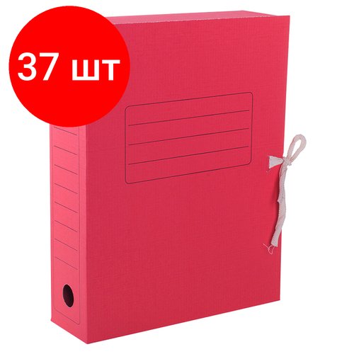 Комплект 37 шт, Папка архивная с завязками OfficeSpace, микрогофрокартон, 75мм, красный, до 700л.