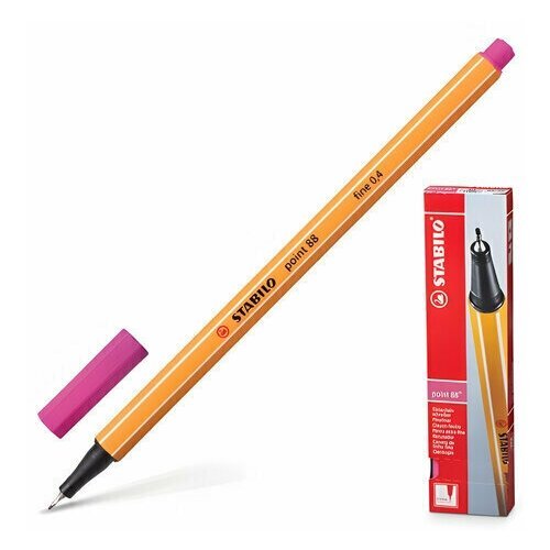 Ручка капиллярная (линер) STABILO 'Point', розовая, корпус оранжевый, линия письма 0,4 мм, 88/56