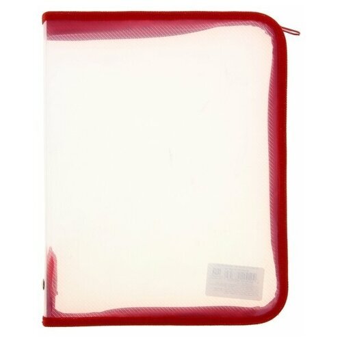 Папка пластиковая А5, 230 х 180 х 25 мм, молния вокруг, Calligrata 'Офис', ПМ-А5-01, 0.5 мм, прозрачная, красная