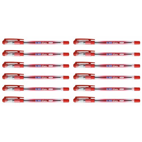 Linc Ручка шариковая Glycer, красная, 0,7 мм, круглый корпус, резиновый грип, цвет корпуса красный, 12 шт.