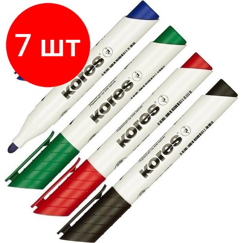 Комплект 7 наб, Набор маркеров для белых досок KORES 3мм '20843