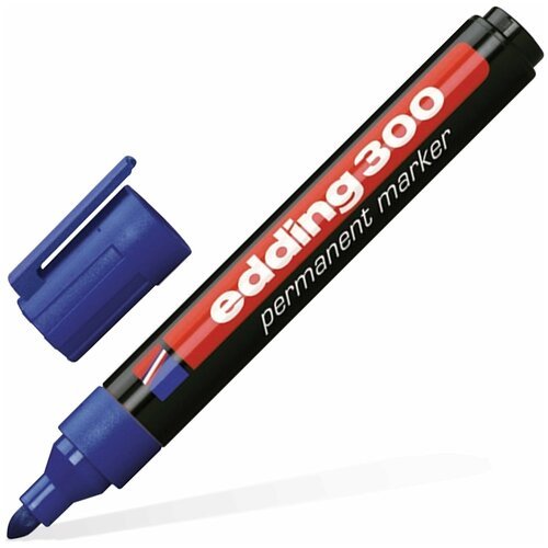 Маркер перманентный (нестираемый) EDDING '300', синий, круглый наконечник, 1,5-3 мм, E-300/3, 1шт. в комплекте