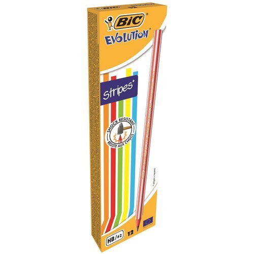 BIC Набор чернографитных карандашей Evolution Stripes 12 шт (918487)
