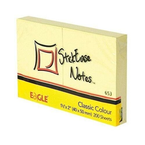 Стикеры (самоклеящийся блок) Eagle, 51х38мм, желтый пастель, 2 блока по 100 листов, 50 уп.