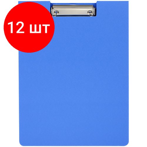 Комплект 12 шт, Папка-планшет с зажимом OfficeSpace А4, 1800мкм, пластик (полифом), синий