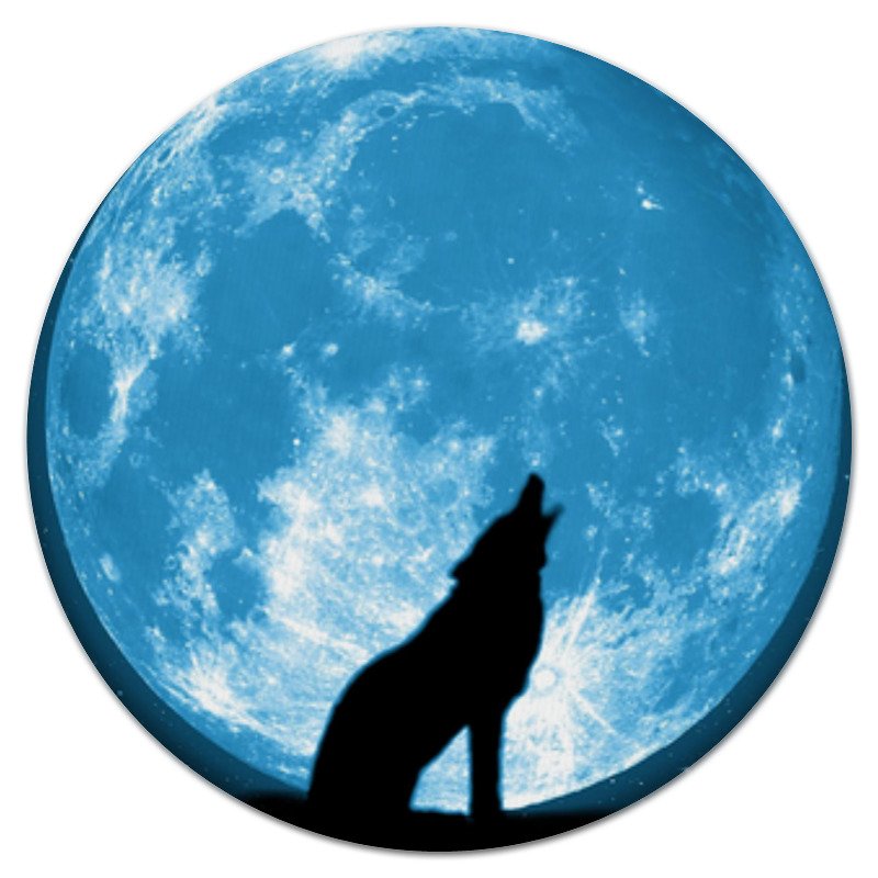 Printio Коврик для мышки (круглый) Волк и луна