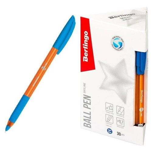 Ручка шариковая Berlingo Skyline, стержень светло-синий, узел-игла 0,7 мм (30 шт)