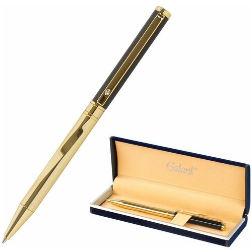 Комплект 2 шт, Ручка подарочная шариковая GALANT 'ALLUSION', корпус черный/золотой, детали золотистые, узел 0.7 мм, синяя, 143522