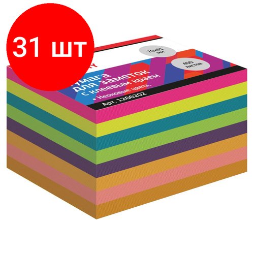 Комплект 31 штук, Стикеры Attache Economy с клеев. краем 76x51 мм, 400 лист, 8 неоновых цв