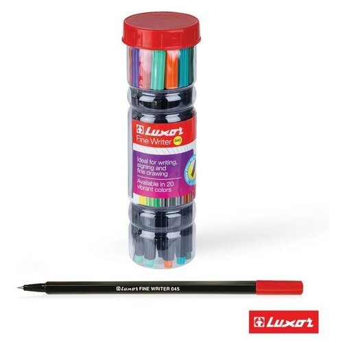 Luxor Набор капиллярных ручек 20 цветов, 0,8 мм, Luxor 'Fine Writer 045', пластиковая банка