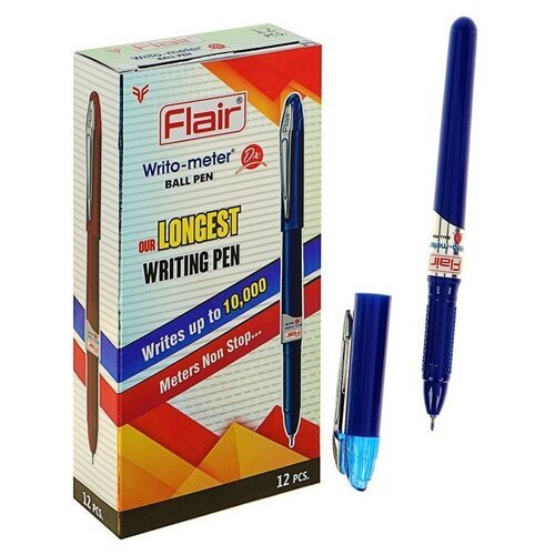 Ручка шариковая Flair Writo-Meter DX узел-игла 0.6, (пишет 10 км), шкала на стержне, синий