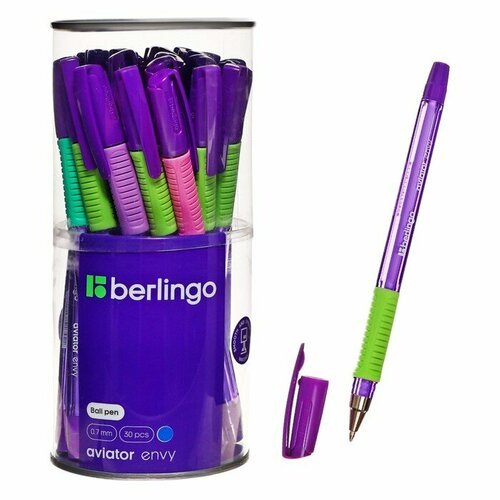 Ручка шариковая Berlingo 'Aviator Envy' синяя, 0,7мм, грип, корпус микс(30 шт.)