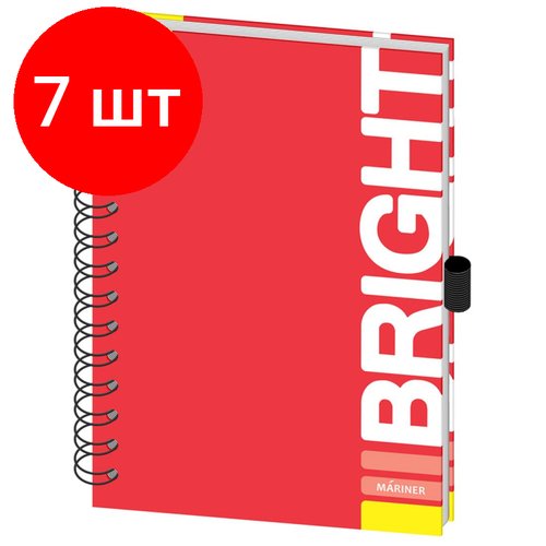 Комплект 7 штук, Бизнес-тетрадь Bright, А5.120л, 148х205, клетка, красный, 0014