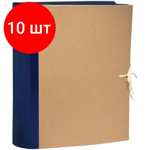 Комплект 10 шт, Папка архивная OfficeSpace, крафт/бумвинил, с 4 завязками, ширина корешка 80мм, ассорти