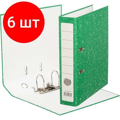 Комплект 6 штук, Папка-регистратор Attache Economy без мет. уголка_бюдж 75мм ч/б, зел, бум/бум