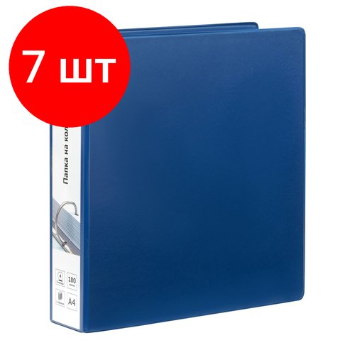 Комплект 7 шт, Папка на 4 кольцах OfficeSpace, панорама, А4, 65мм, ПВХ, синяя