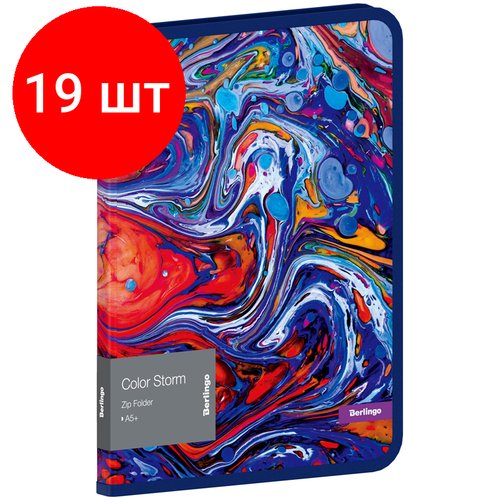 Комплект 19 шт, Папка на молнии Berlingo 'Color Storm' А5+, 600мкм, с рисунком