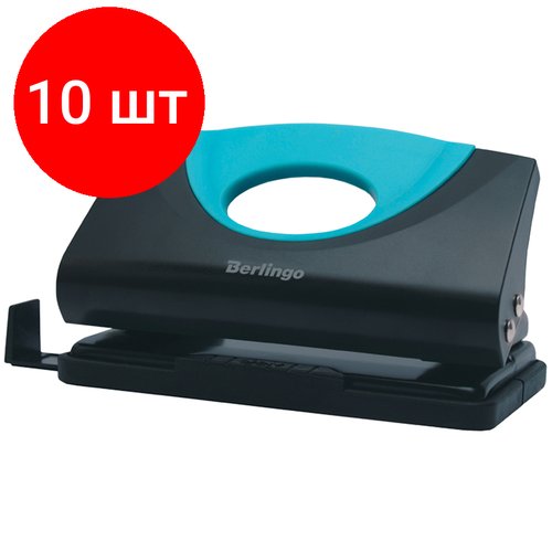Комплект 10 шт, Дырокол Berlingo 'Office Soft' 10л, пластиковый, синий, с линейкой