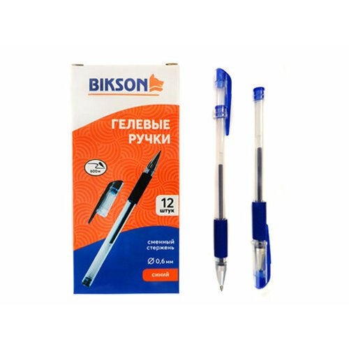 Ручка гелевая 'ТМ 'Bikson' синяя 0,5мм, резиновый грип, арт. BN0474 набор из 12 штук