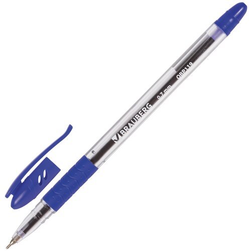 Ручка шариковая Brauberg 'Glassy', комплект 12 штук, синяя, масляная с грипом, линия письма 0,35 мм