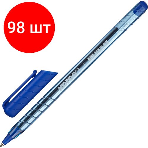 Комплект 98 штук, Ручка шариковая неавтомат. KORES К1 F(0.7мм) треуг. корп, син. ст.39511