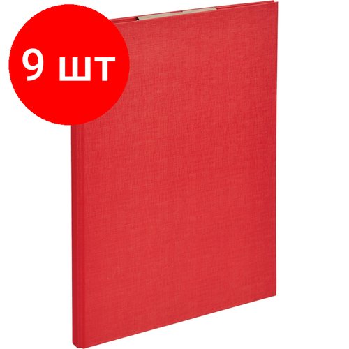 Комплект 9 штук, Папка-планшет д/бумаг Attache A4 красный с верхней створкой