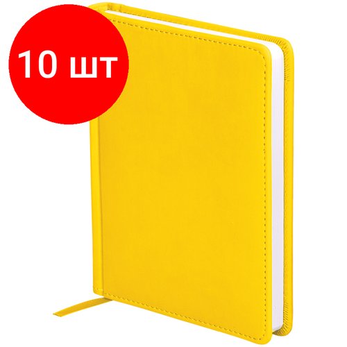 Комплект 10 шт, Ежедневник недатированный, А6, 136л, кожзам, OfficeSpace 'Winner', желтый
