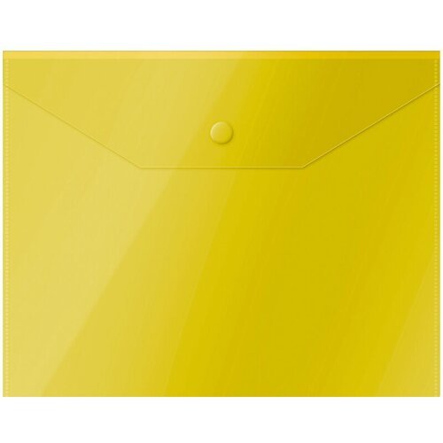 Папка-конверт на кнопке OfficeSpace А5 (190*240мм), 150мкм, полупрозрачная, желтая, 30 шт