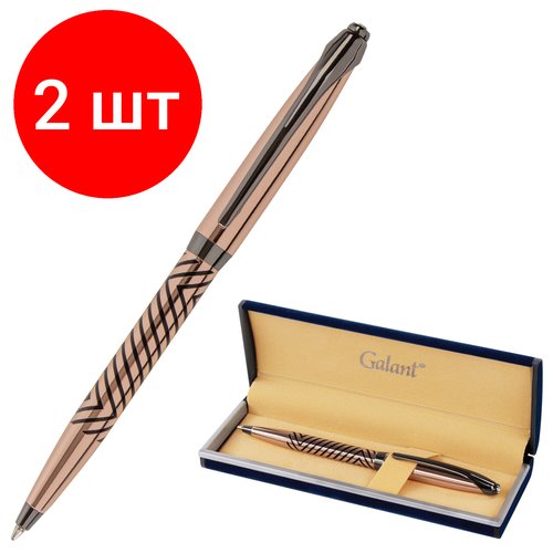 Комплект 2 шт, Ручка подарочная шариковая GALANT 'DECORO', корпус розовое золото, детали оружейный металл, узел 0.7 мм, синяя, 143510