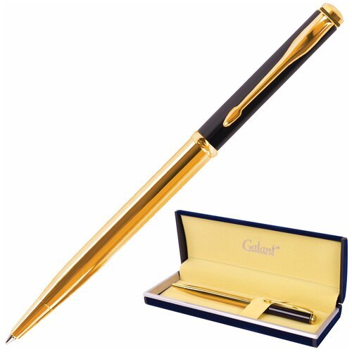 Ручка подарочная шариковая GALANT «ARROW GOLD», корпус черный/ золотистый, детали золотистые, узел 0,7 мм, синяя, 143523