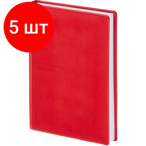 Комплект 5 штук, Ежедневник недатированный красный, А5.143х210мм,176л, ATTACHE Сиам