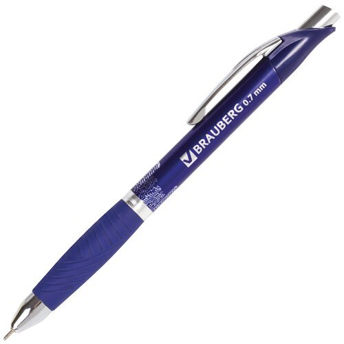 Ручка шариковая масляная автоматическая с грипом BRAUBERG 'Jet-X', синяя, узел 0,7 мм, линия письма 0,35 мм, 142692