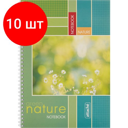 Комплект 10 штук, Тетрадь общая Attache,80л, клет, А4, спир, обл. мел. карт