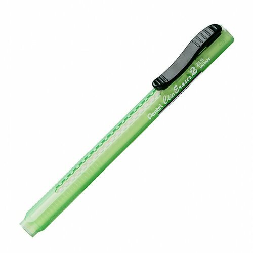 Ластик-карандаш Pentel Clic Eraser2, синтетика, выдвижной, 6 х 80 мм, зеленый корпус