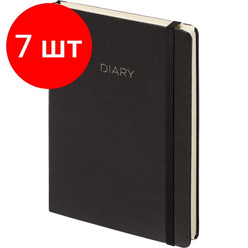 Комплект 7 штук, Ежедневник недатированный черный, А5 136 л, искусств. кожа, ATTACHE